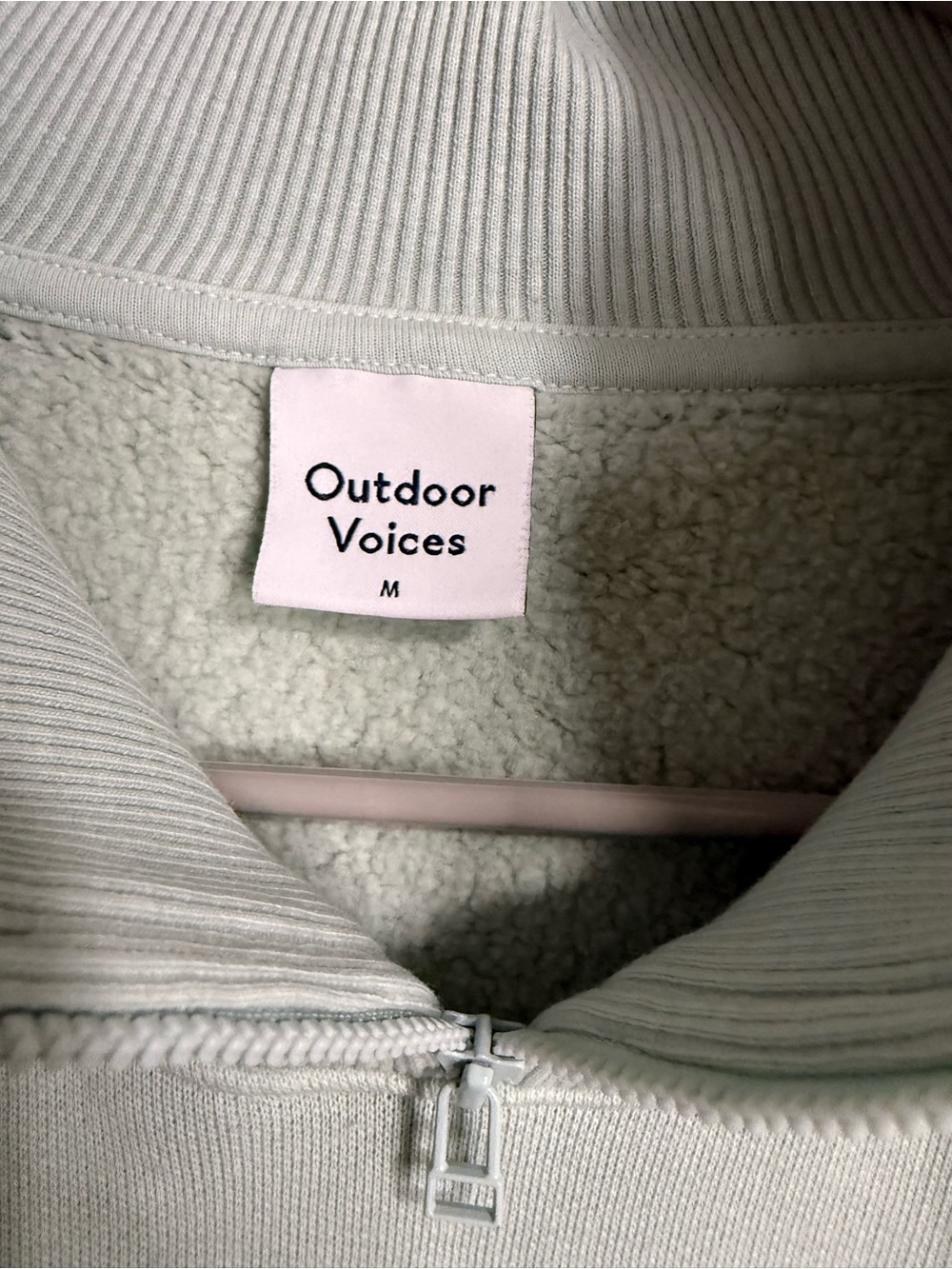 Outdoor Voices Mint Green Organic Cotton Quarter Zip Cropped Sweatshirt M - Picture 4 of 7